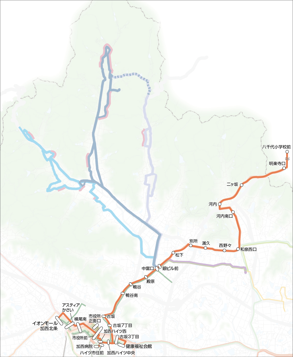 神姫_八千代〜北条線路線図