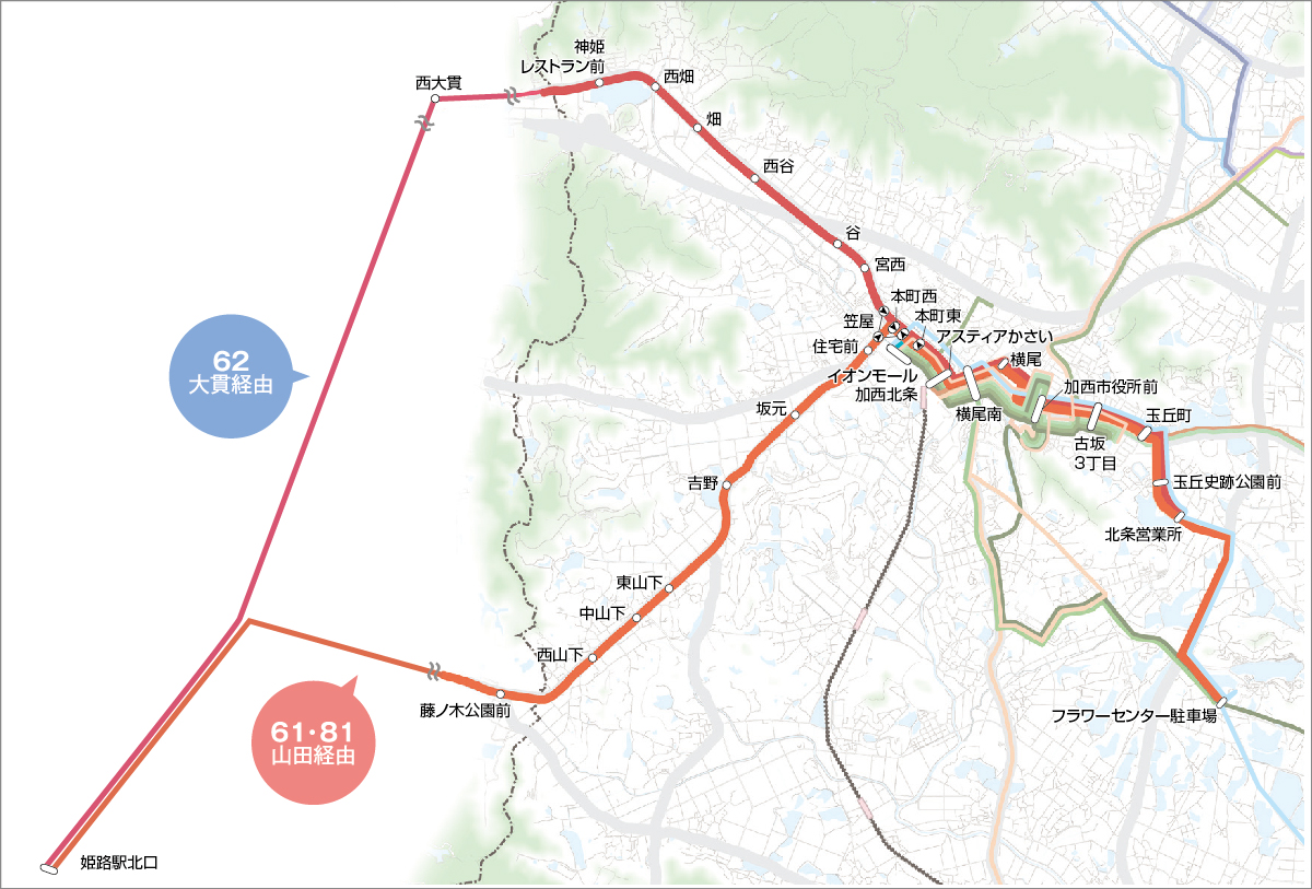 神姫_姫路〜北条線路線図