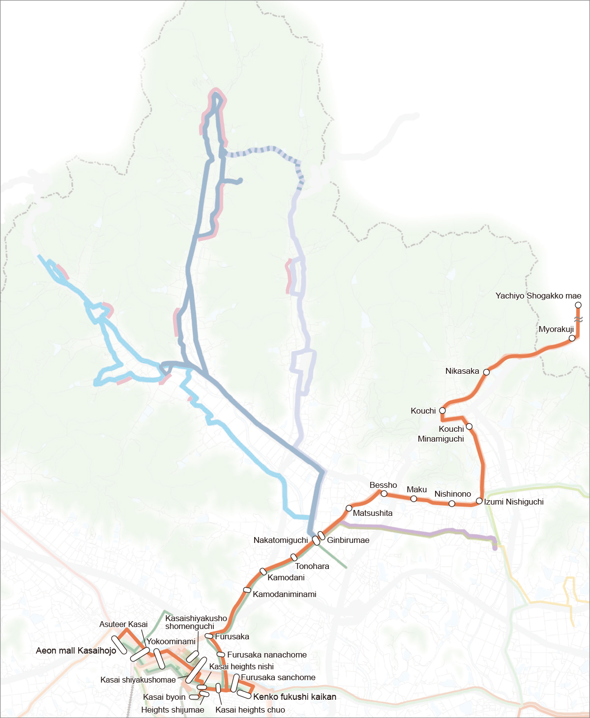 神姫_八千代〜北条線路線図