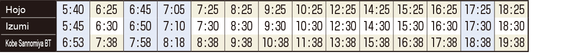 高速バス_ウイング神姫高速バス_北条から神戸方面時刻表